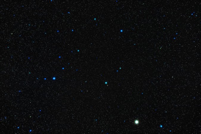 Stars appear as bright points on a dark colored background.  To the left, a handful of stars make a C shape. This is a constellation called Corona Borealis where, in the coming months, a nova will appear as a new temporary star, astronomers say.